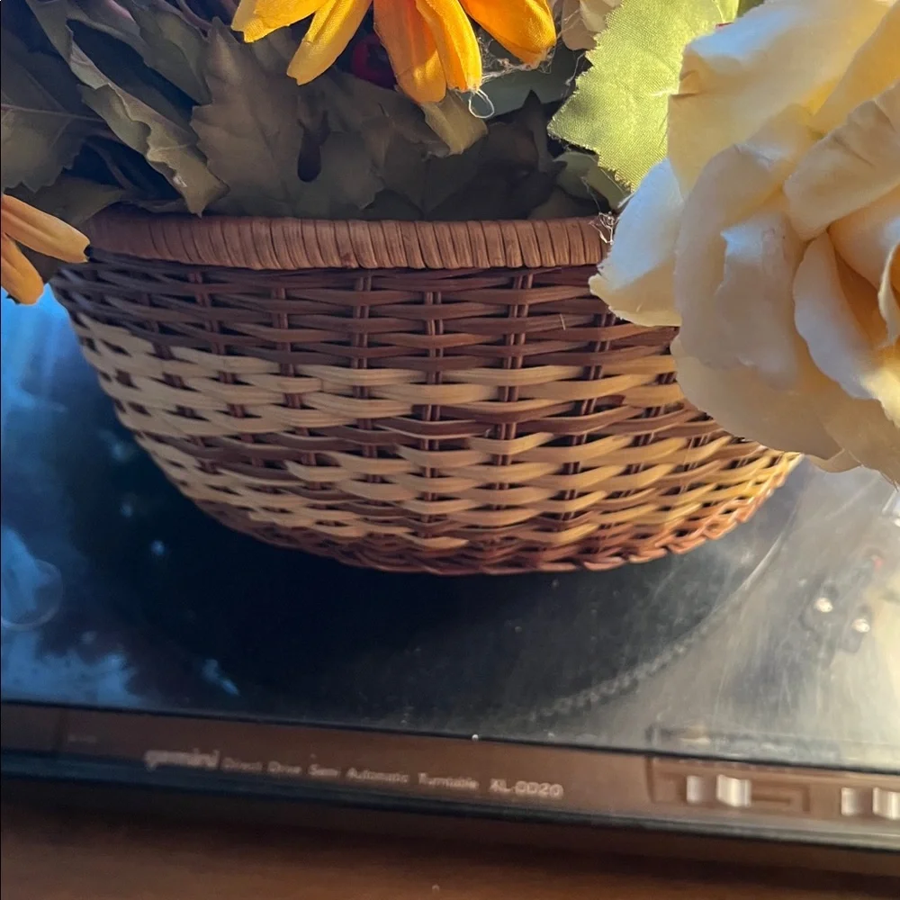 Vibrant Orange Faux Floral Arrangement Basket
